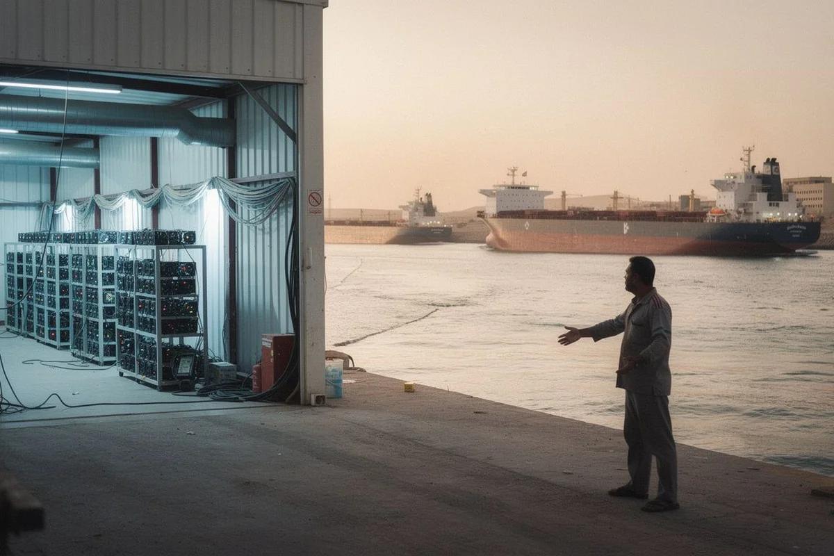 伊朗加密經濟規模達78億美元 油輪過境費改收數位貨幣 — AI 生成編輯插畫