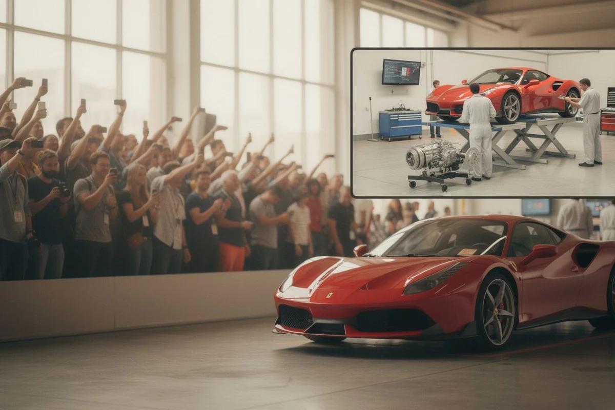法拉利：400萬粉絲支撐33萬輛銷售的獨特商業帝國 — AI 生成編輯插畫