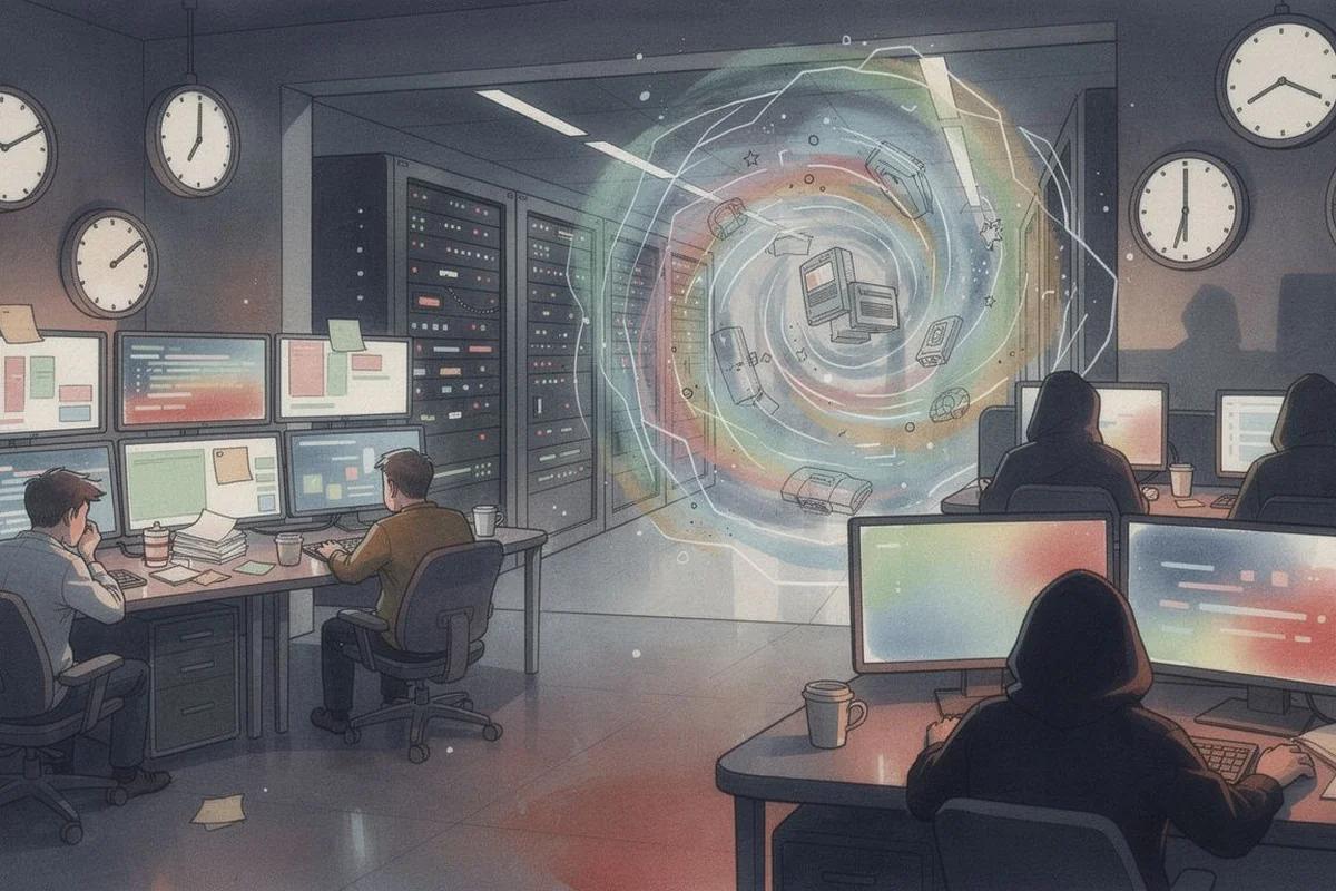 AI發現27年漏洞:開發者陷蟲洞浩劫 — AI 生成編輯插畫