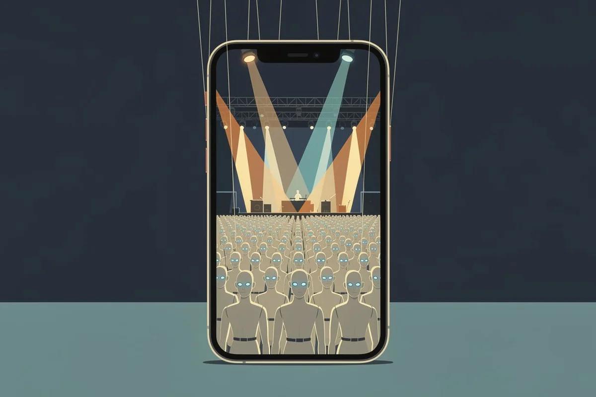 你愛的獨立樂團可能是假的:一家行銷公司如何用「趨勢模擬」操縱演算法,製造爆紅 — AI 生成編輯插畫