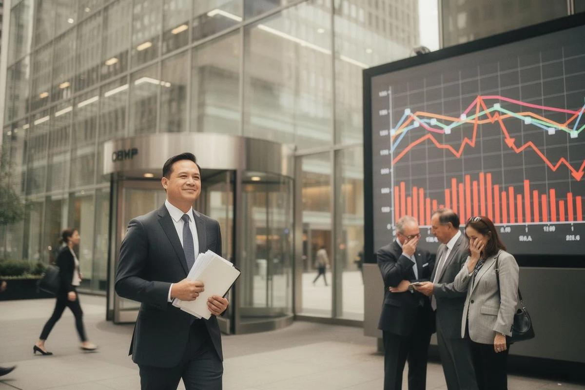 高盛首季獲利暴增19%至56.3億美元 股價卻年跌7% — AI 生成編輯插畫