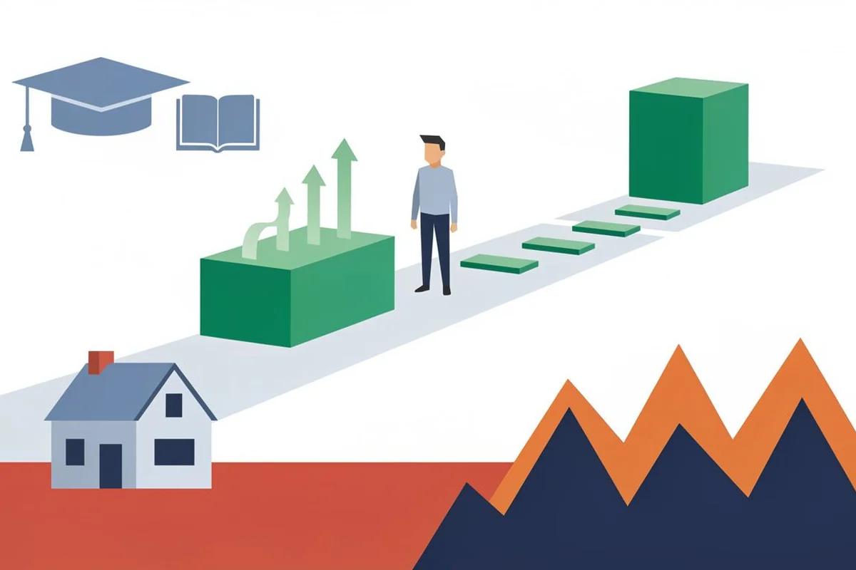 50歲男子40萬美元退休夢想:能否負擔55歲提前退休? — AI 生成編輯插畫