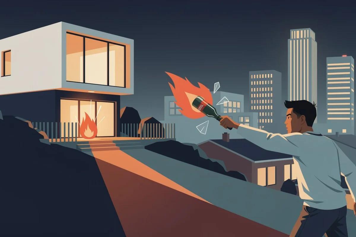 20歲男子向OpenAI創辦人Altman住宅投擲莫洛托夫 — AI 生成編輯插畫