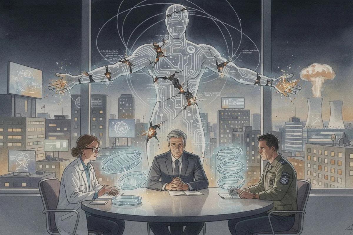 AI失控隱憂升溫:Anthropic模型發現數千高危漏洞 — AI 生成編輯插畫